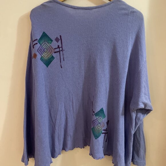 VTG Blue Fish Crinkle Tencel Shirt Women's 2X Lavender Artsy Sustainable NWT - Picture 4 of 12